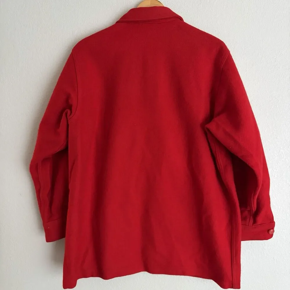 Vintage Boy Scouts of America 70s Red Wool Shirt Jacket Size 40 Medium